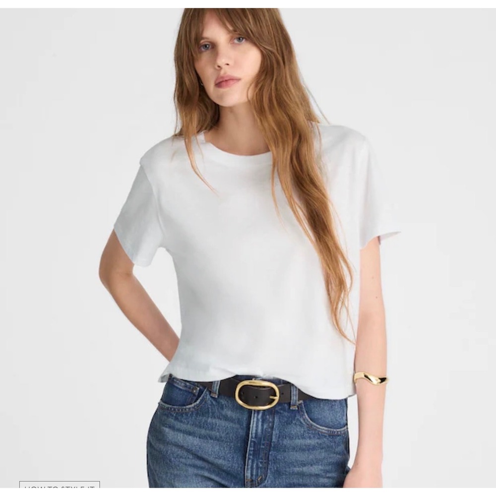 Madewell XL White 100% Pima Cotton The Easy Crop Crew Neck Tee Relaxed